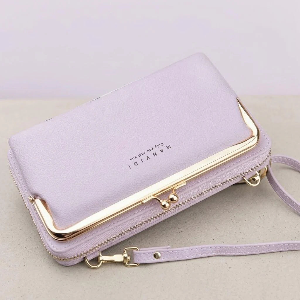 Ladies Crossbody Bag Double Layer PU Leather Handbag for Women Casual Shoulder Purse Wallet Clutch Everyday Use Travel