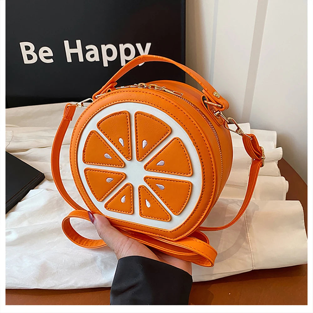 Creative Fruit Design Crossbody Bags for Women Phones Summer Cute Orange-Slices Shaped Circular Small Single Shoulder Bag 2025