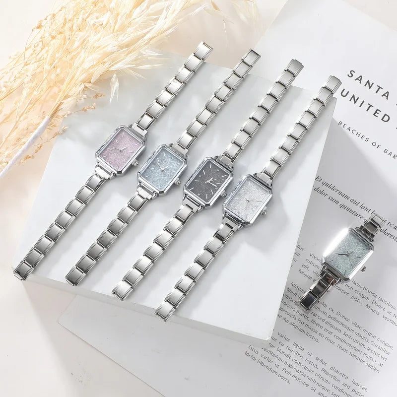 Design Minimalist Women Men Squarel Watch Stainless Steel 9mm Strap Fashion Party Birthday Daily Perfect Gift