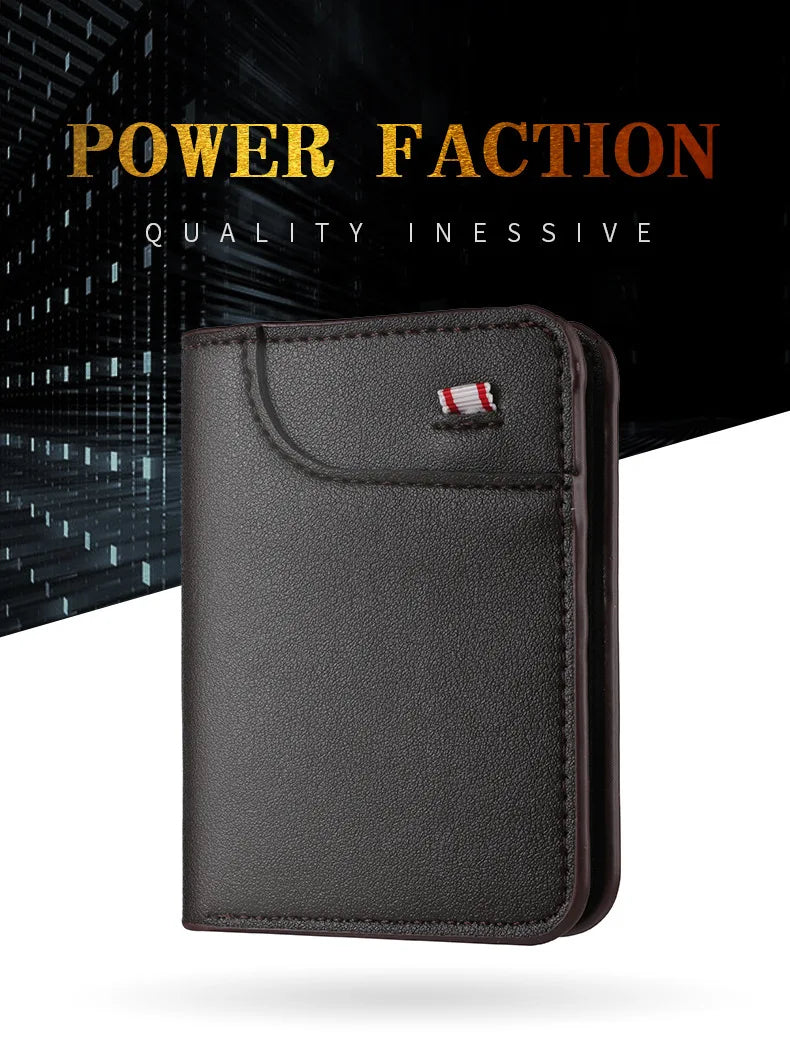 Minimalist PU Leather Retro Men's Wallet Black Coffee Ultra Thin Multiple Pockets Soft Two-Fold ID Card Holder Credit Card 2026