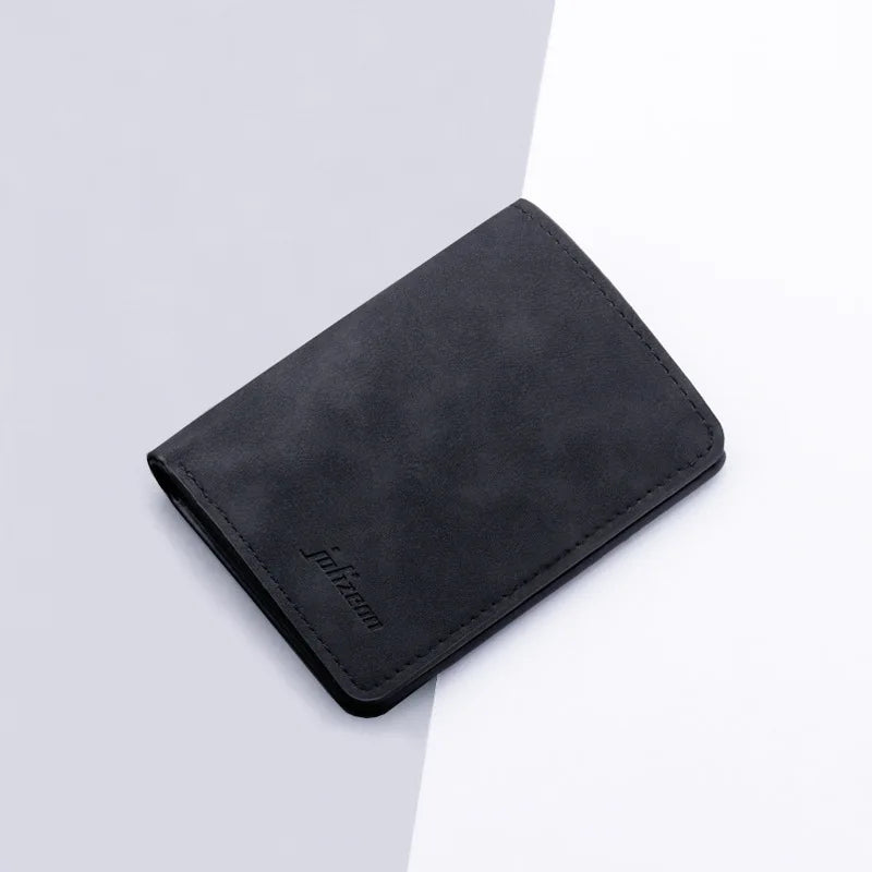Ultra-Thin Mini Wallet Card Holder Unisex Design for Men Women Multifunctional with License/ID Vertical Leather Case for Storage