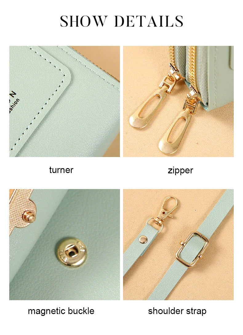 Women Crossbody Shoulder Bags Wallets Touch Screen Cell Phone Purse Soft Leather Strap Handbag for Female Luxury Messenger Bags