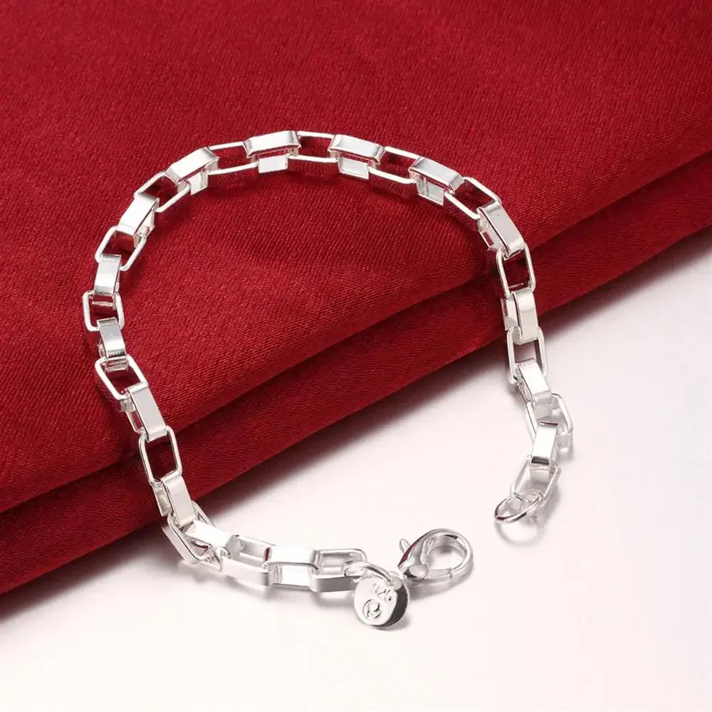 925 sterling Silver classic 5MM long box Chain Bracelets necklace Jewelry set for men Fashion Party wedding accessories Gifts