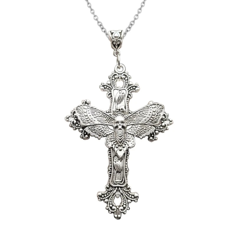 652F Cross Pendant Necklace Cross Choker Gothic Cross Necklaces Pendant Choker Party Accessories Perfect Gift for Women Girls
