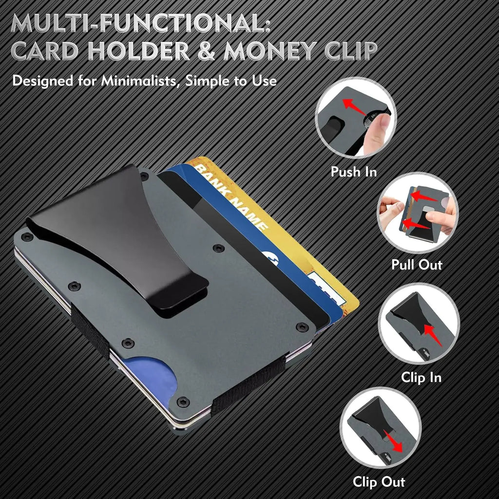 Ultra-Thin & RFID Blocking! Unisex Minimalist Wallet - Scratch-Resistant, Credit Card Holder + Removable Money Clip