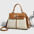 Luxury High-end Brand Handbag For Women Canvas Stitching Leather Silver Button Tote Bag Jw Large Capacity Banquet Shoulder Purse