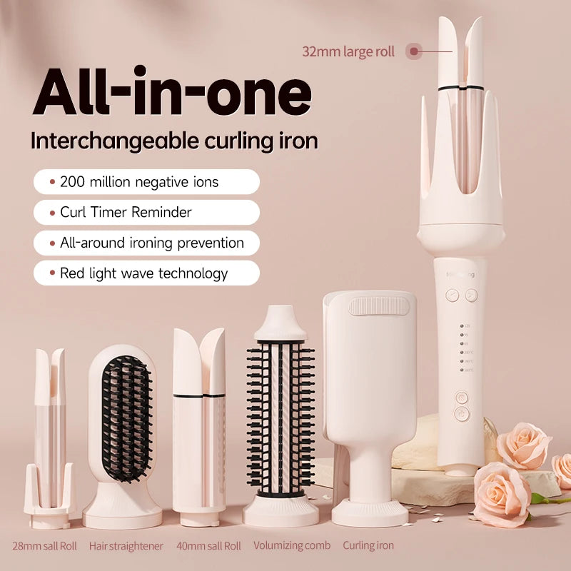 Automatic Hair Curler Negative Ion Ceramic Curling Iron - 40mm Large Wave Perm for Home Use, Lazy Person Electric Curling Wand