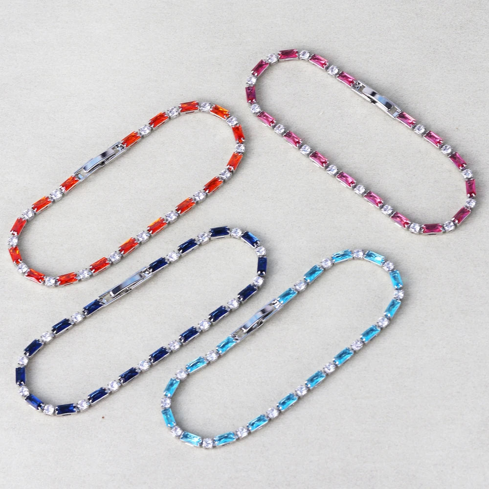 Luxury Rainbow Iced Out Zircon Tennis CZ Bracelet Women's Stretch Adjustable Bracelet Hippie Fashion Accessories Jewelry Gifts