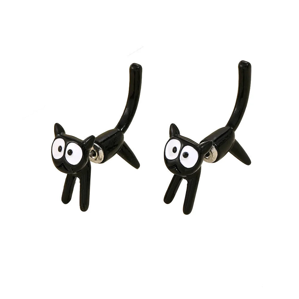 Minimalist Black Cat Earrings for Women Girl Fashion Cute Animal Kitten Stud Earrings Party Gifts Y2K Decor Jewelry Accessories
