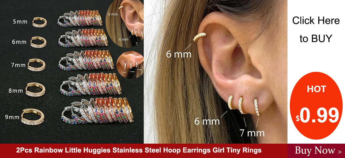 2PCS Stainless Steel 2/3/4/5mm Zircon Sparkling Stud Earrings for Women Girl Minimalism Labret Lip Tragus Helix Piercing Jewelry