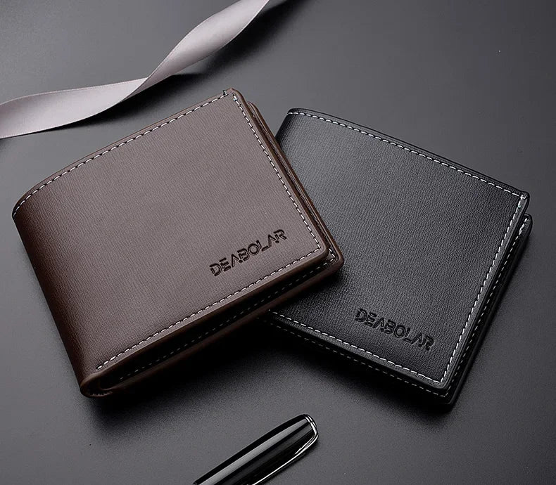Minimalist Bifold Multi Male Card Holder High Quality PU Leather Men's Short Wallet With ID Window Folding Young Credit Purse
