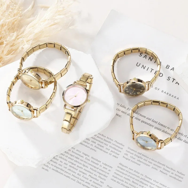 New Fashion Men Women's DIY 9mm Width Italian Elastic Charm Stainless Square Round Watch Bracelet Bangle For Birthday Gifts