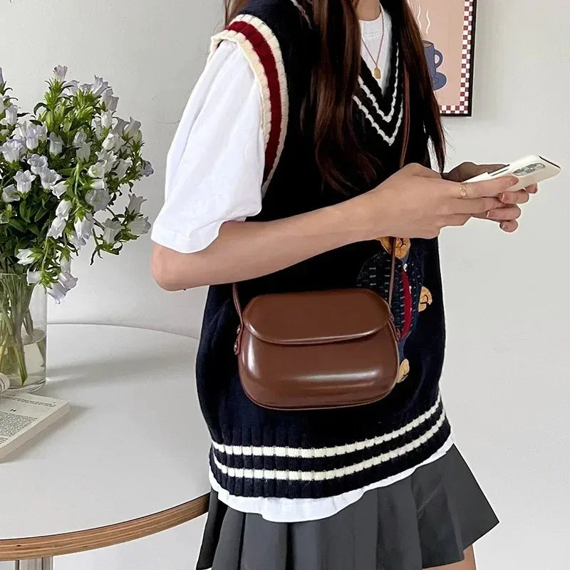 2025 Flap Crossbody Bags Women Mini PU Leather Shoulder Purses and Handbags for Girls Ladies Phone Simple Solid Designer Bag