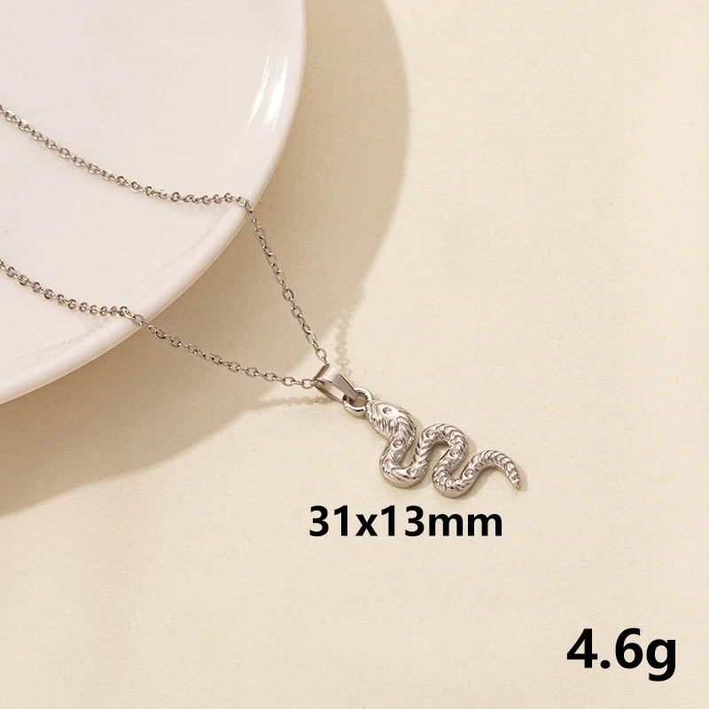 New Ladies Snake Necklace Stainless Steel Stylish Animal Pendant Necklace Statement Simple Style Fashion Women Birthday Jewelry