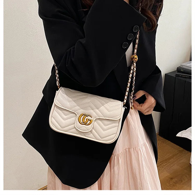 Fashion Design Women's Small Square Stylish Handbag Luxury Chain Crossbody Shoulder Handbags Luxury Embroidered Check Square Bag