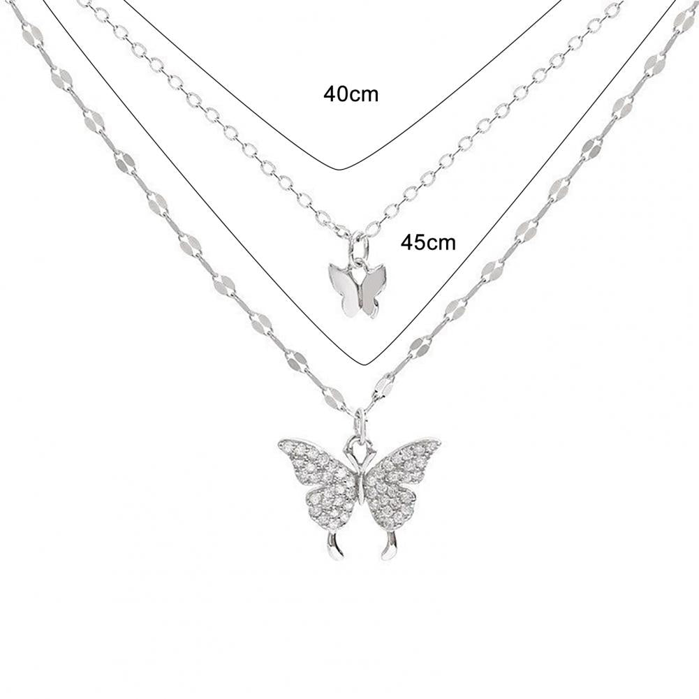 2023 New Butterfly Necklace Double Layer Rust-proof Alloy Butterfly pendant Personality Fashion Clavicle Chain for Women