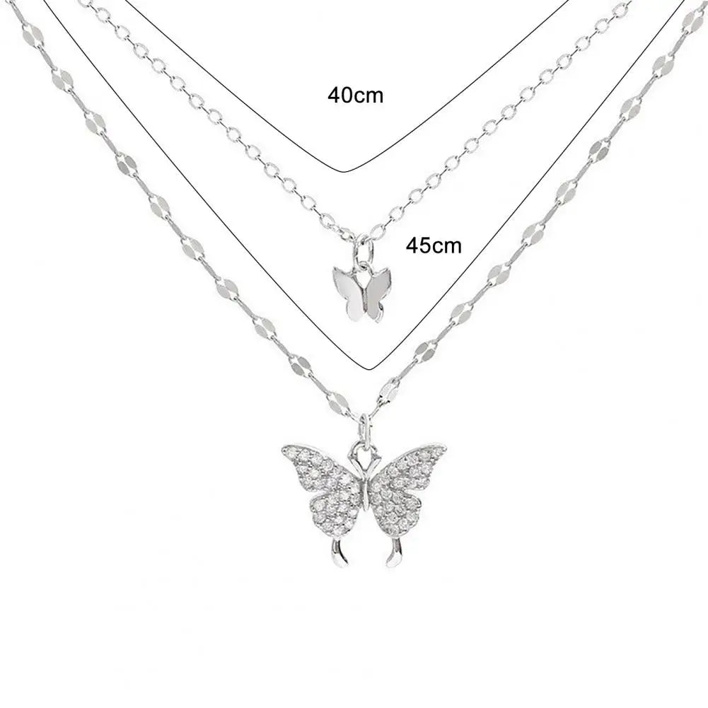 2023 New Butterfly Necklace Double Layer Rust-proof Alloy Butterfly pendant Personality Fashion Clavicle Chain for Women