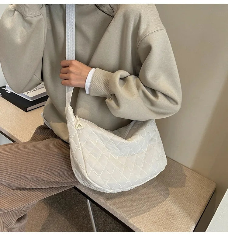 2025 Spring Grid Dumpling Bag Women Crossbody Shoulder Bag ins Design Casual Daily Use Purse