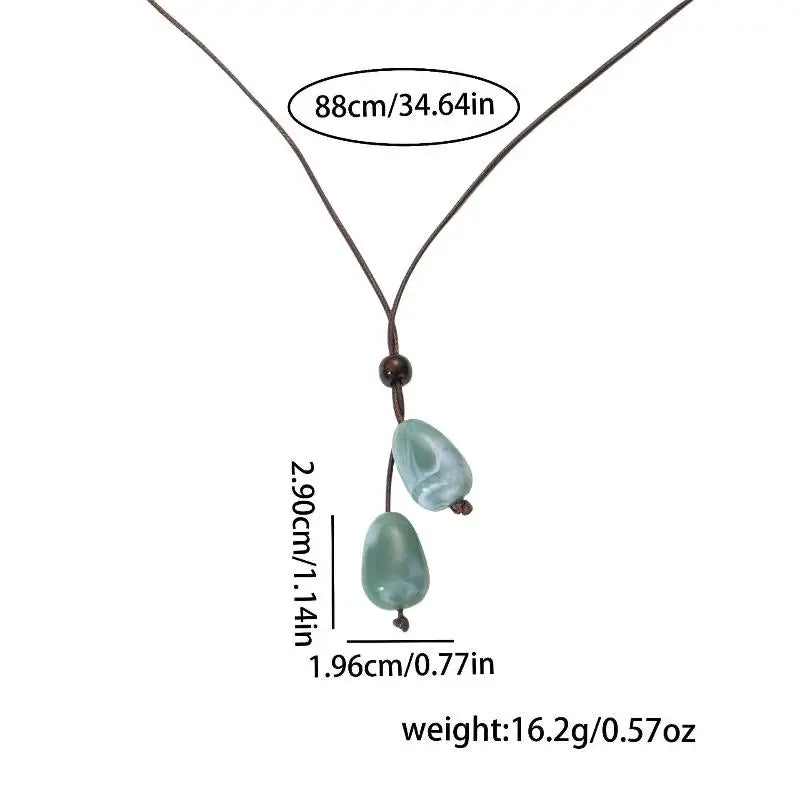 Long Oval Pendant Necklace New Chinese Style Simple Vintage Zen Fashion Design Jewelry Accessory