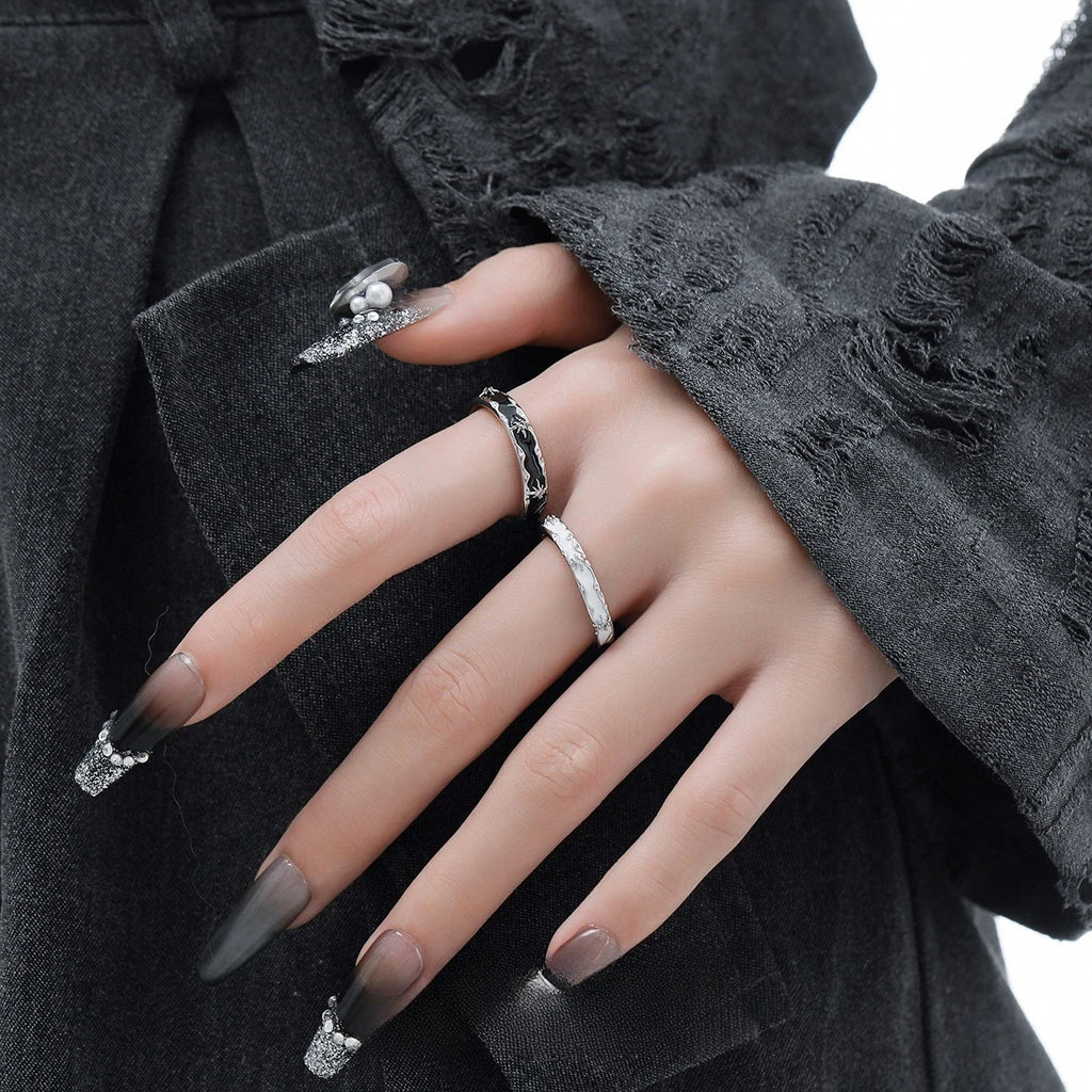 Adjustable Star Couple Rings Stainless Steel Punk Style Comfort Fit 2-Tone Daily Wear Jewelry for Men And Women Gift Idea