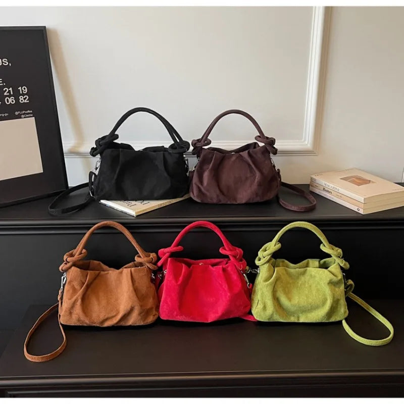 Suede Shoulder Bag Unique Niche Design Fashion Versatile Portable Messenger Bag