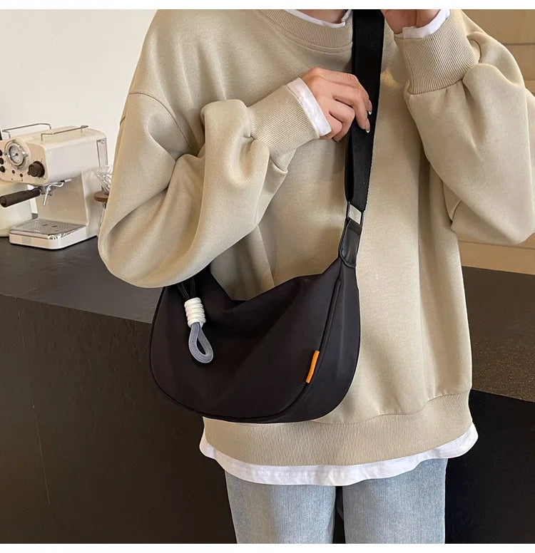 Fashion Crossbody Bag Simple Wide Shoulder Strap Design Single Shoulder Bag Original Style Commuting Dumpling Women Bag
