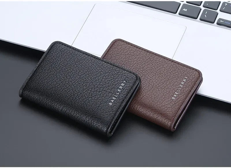 Men's Minimalist Leather Card Wallet Slim Thin Soft Purse Small Credit Card Holder Bank ID Mini Organizer for Men