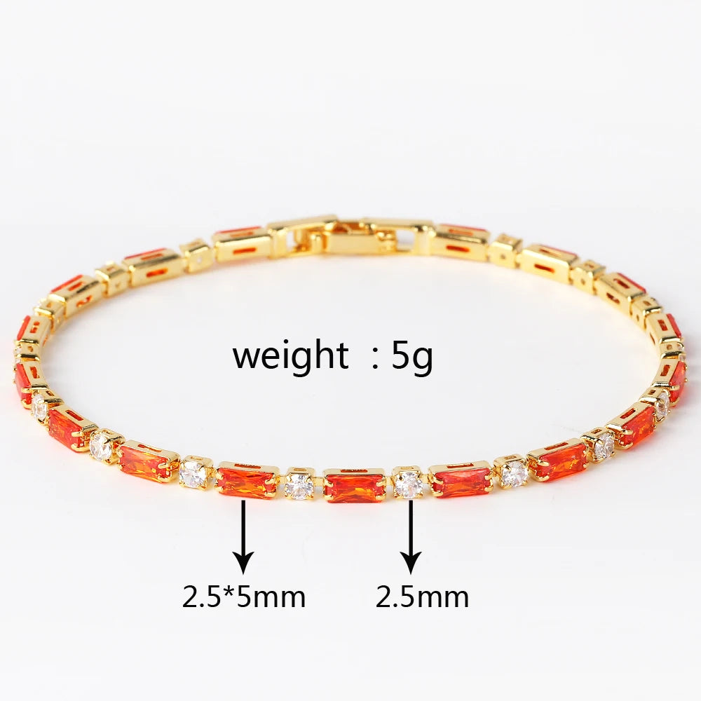 Luxury Rainbow Iced Out Zircon Tennis CZ Bracelet Women's Stretch Adjustable Bracelet Hippie Fashion Accessories Jewelry Gifts