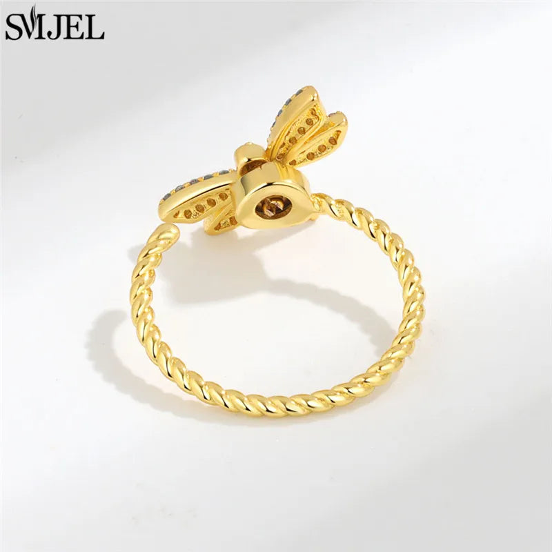 Luxury Rotating Anxiety Animal Rings for Women Spinner Fidgets Cute Flower Heart Dragonfly Anti Stress Ring Wedding Jewelry