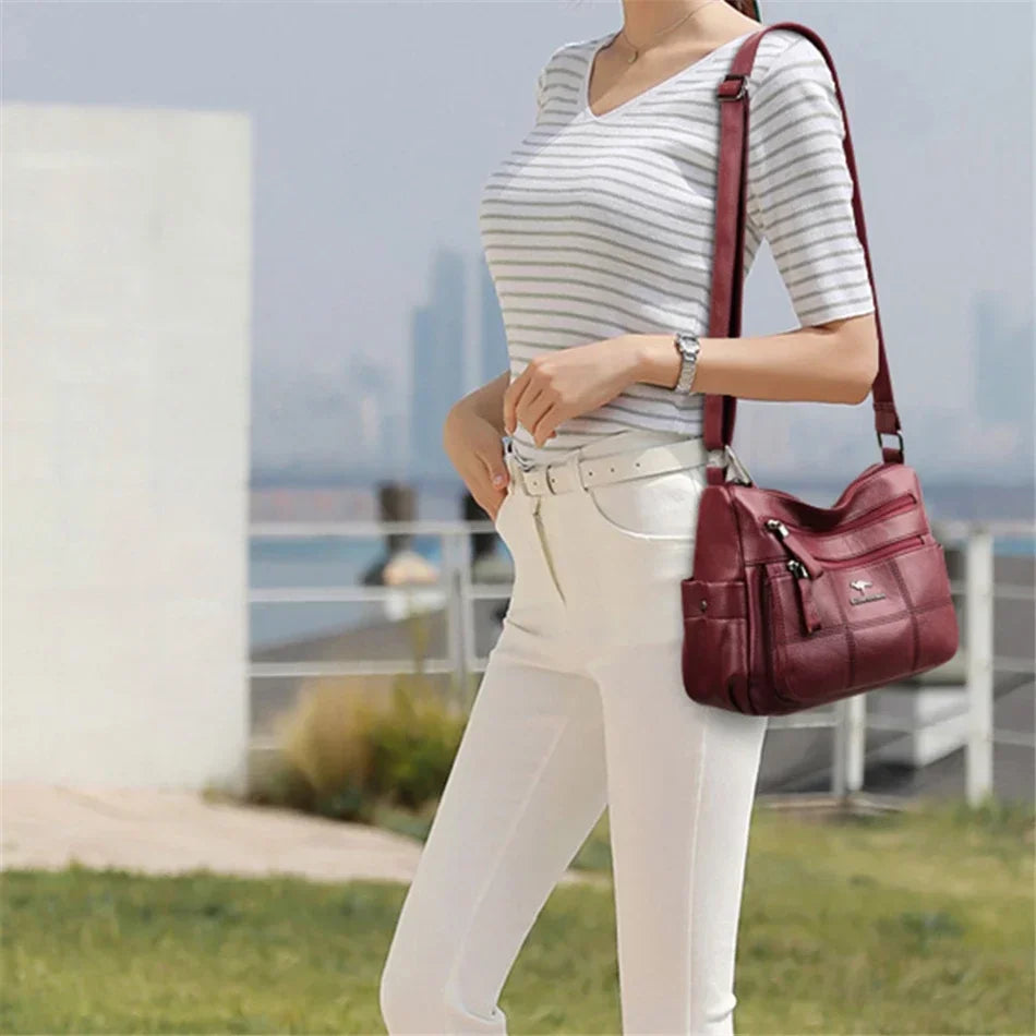 High Quality Soft Leather Luxury Purses and Handbags Women's Bag Designer Multi-pocket Crossbody Shoulder Bag for Women 2024 Sac