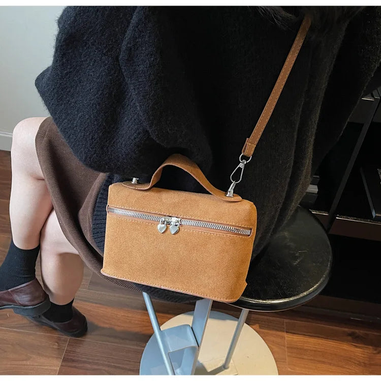 Autumn Winter Premium Suede Tote Bag Texture Simple and Versatile Crossbody Shoulder Bag Retro Vintage Stylish Lunch Box Bag