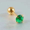 1PC Emerald green stud earrings May Birthstone studs Golden stud earrings tiny stud earrings small studs cartilage helix earring