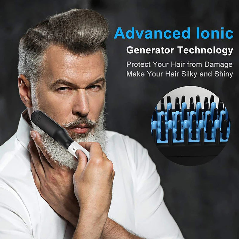 Professional Hair Straightener Multifunctional Quick Heated Men Beard Care Brush Hair Curler Brush Comb Hair Styler Tools