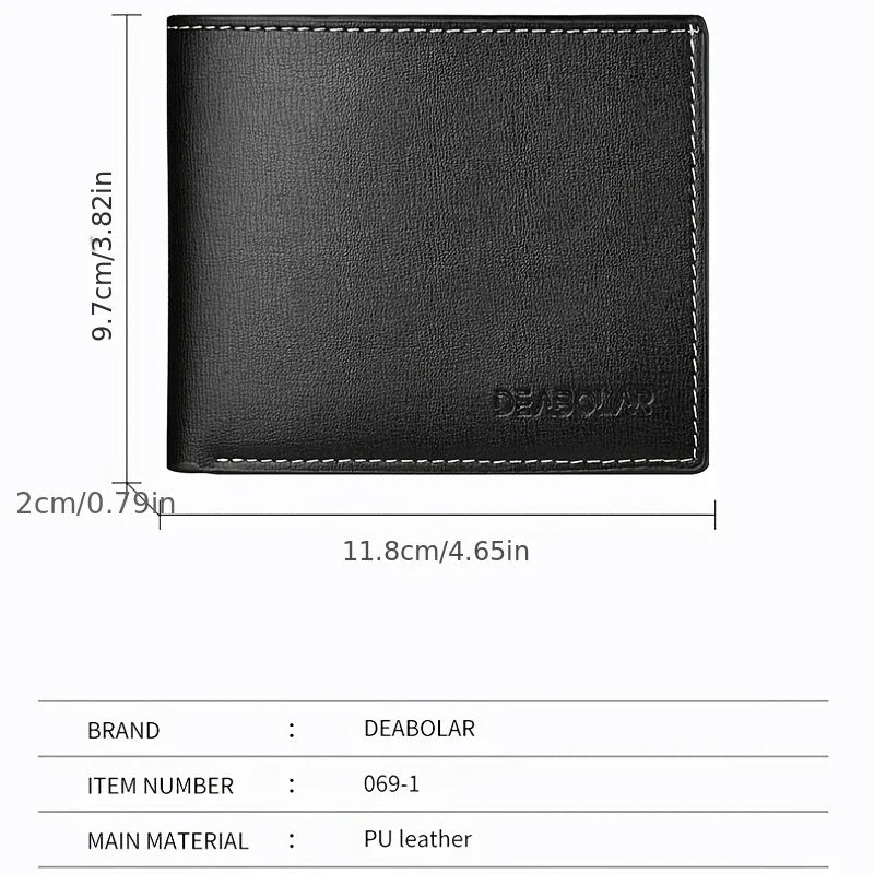 Minimalist Bifold Multi Male Card Holder High Quality PU Leather Men's Short Wallet With ID Window Folding Young Credit Purse