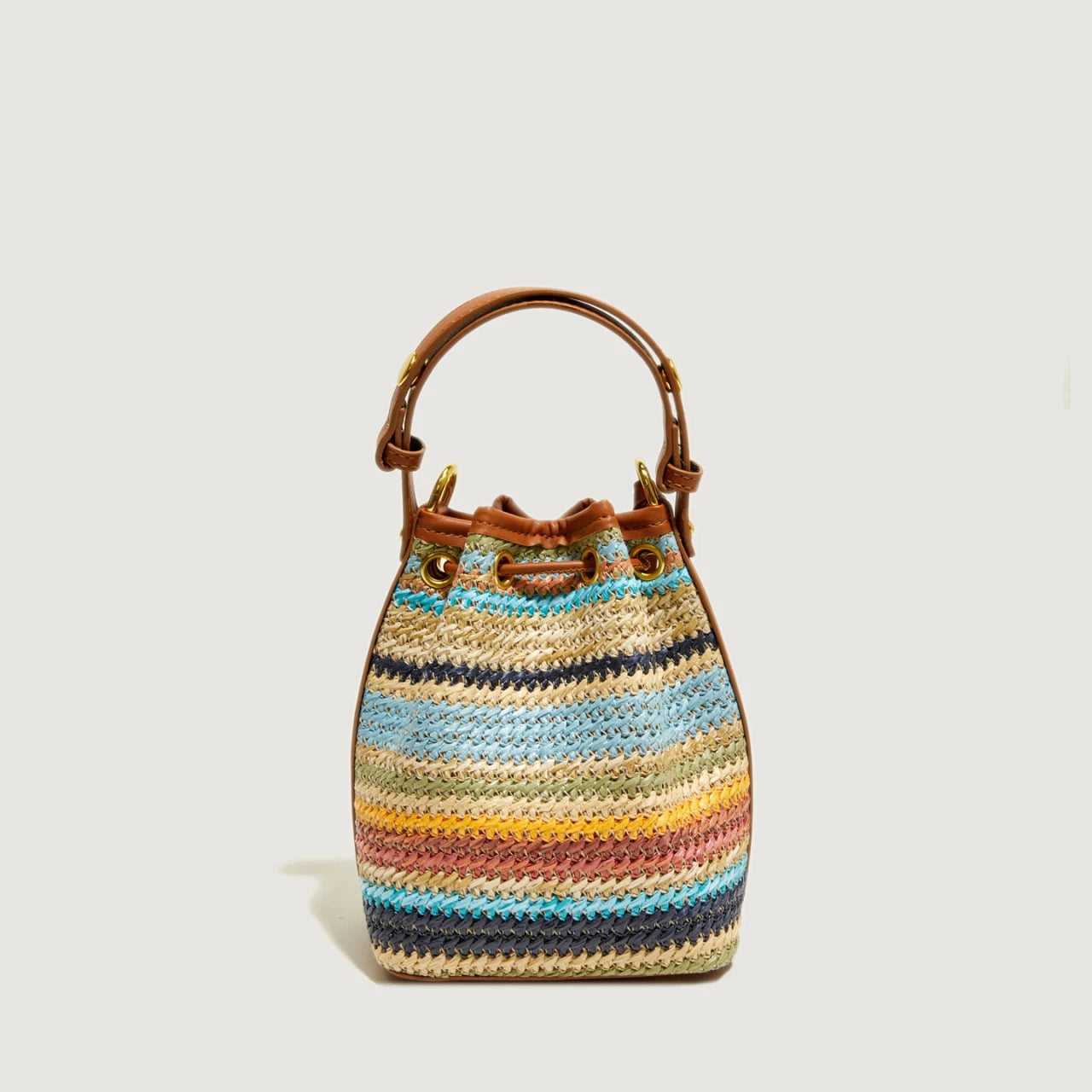 2 Pcs/set Bucket Design Crossbody Bag 2025 Boho Beach Shoulder Purses and Handbags Summer Colorful Straw Bolsa Feminina New