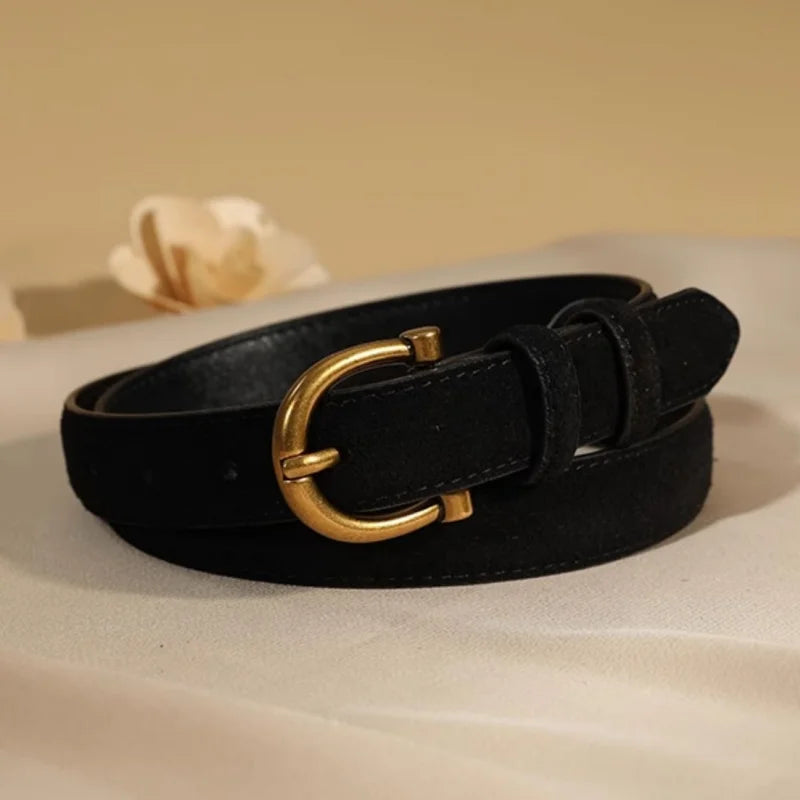 Luxury suede belt for women Stylish Leather belt Gold pin buckle Cow Leather Branded belt Clothing accessories women belt