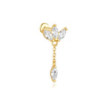 Aide 1pc 925 Sterling Silver DIY Handmake Zircon Studs For Women Flat Head Threaded Puncture Crystal Ear Bone Studs Ins Jewelry