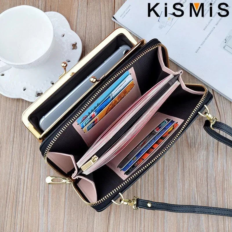 Ladies Crossbody Bag Double Layer PU Leather Handbag for Women Casual Shoulder Purse Wallet Clutch Everyday Use Travel