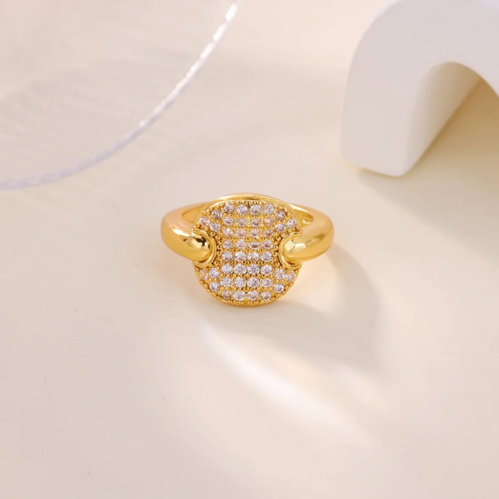 Luxurious Oval Zircon Rings For Women Girls Gold-plated Stainless Steel Ring Wedding Jewelry Elegant Party Mother's Day Gift