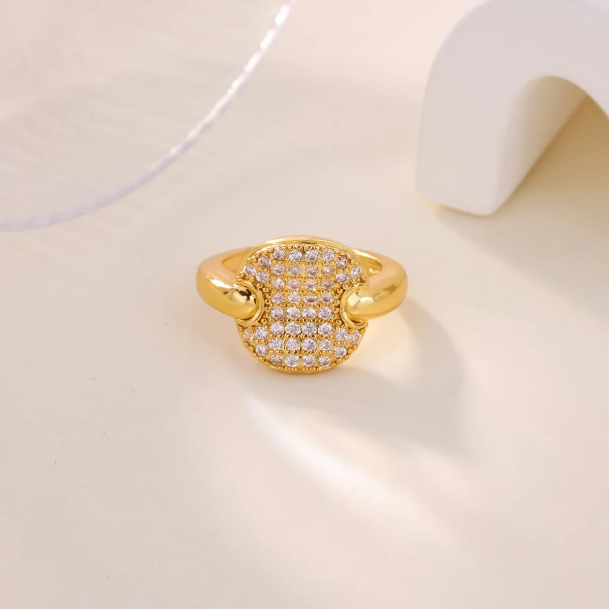 Luxurious Oval Zircon Rings For Women Girls Gold-plated Stainless Steel Ring Wedding Jewelry Elegant Party Mother's Day Gift