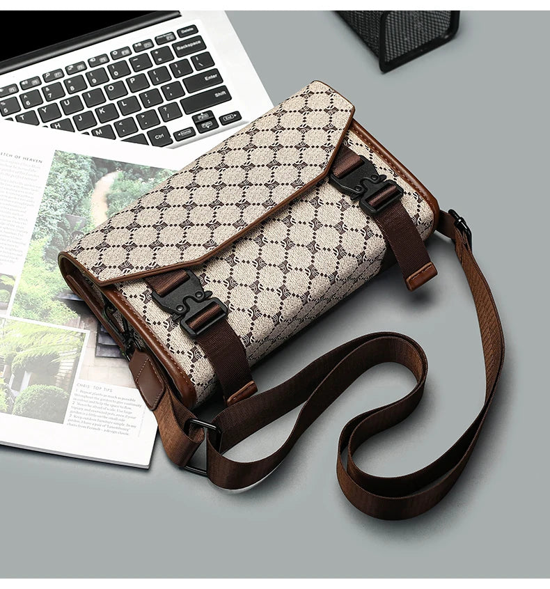 2026 New Design Shoulder Bag Men Crossbody Bag Fashion Business PU Leather Shoulder Bag Male Mobile Phone Bag Purses Handbags