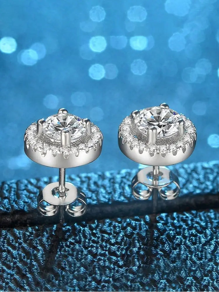925 Sterling Silver White Simple Shiny Round Zircon Studs Earring For Women Engagement Wedding High Quality Fine Jewelry Gifts