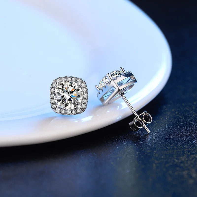 New 925 Sterling Silver Earrings 2CT 5A Zircon for Women Luxury Wedding Engagement Jewelry Stud Earrings Party Gifts