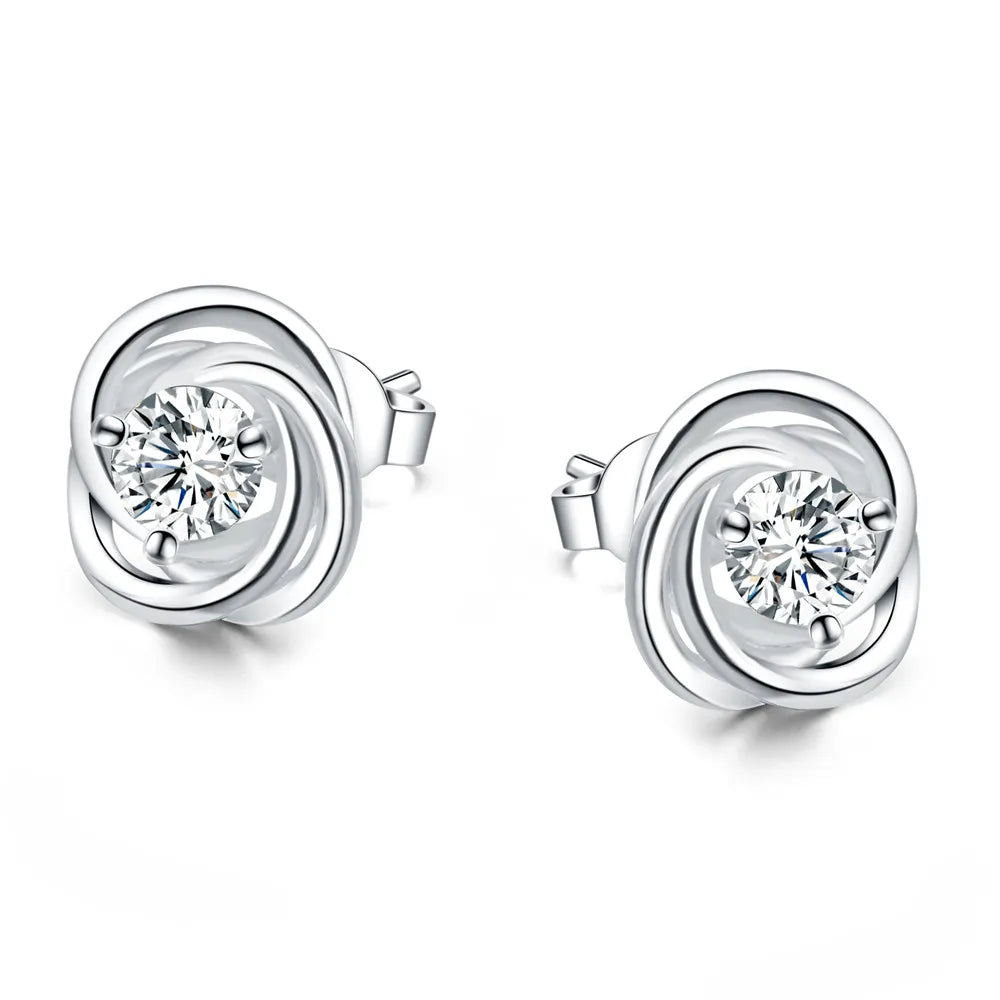 New Original 925 Sterling Silver Shiny zircon studs Earrings for Women Luxury Fashion Party Wedding Accessories Jewelry Gifts