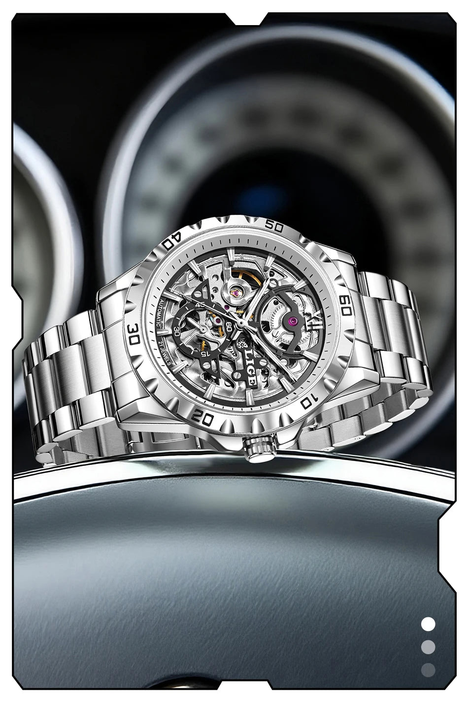 LIGE Luxury mechanical Watches Automatic wristwatches Date Luminous Waterproof Hollow TourbillonMen Watch Relogio mecanico reloj
