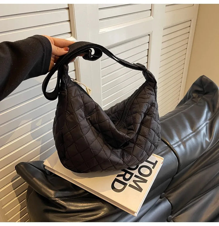 2025 Spring Grid Dumpling Bag Women Crossbody Shoulder Bag ins Design Casual Daily Use Purse
