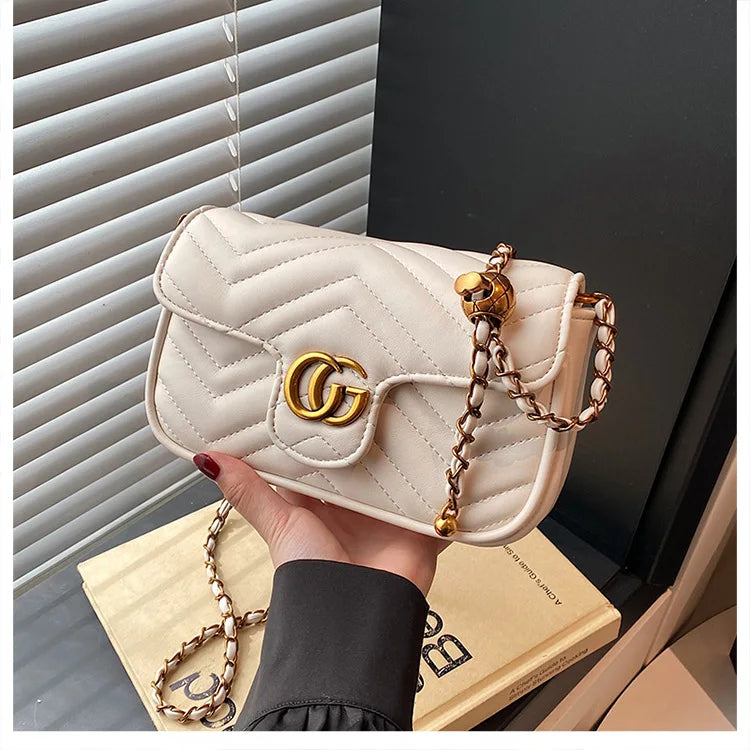 Fashion Design Women's Small Square Stylish Handbag Luxury Chain Crossbody Shoulder Handbags Luxury Embroidered Check Square Bag