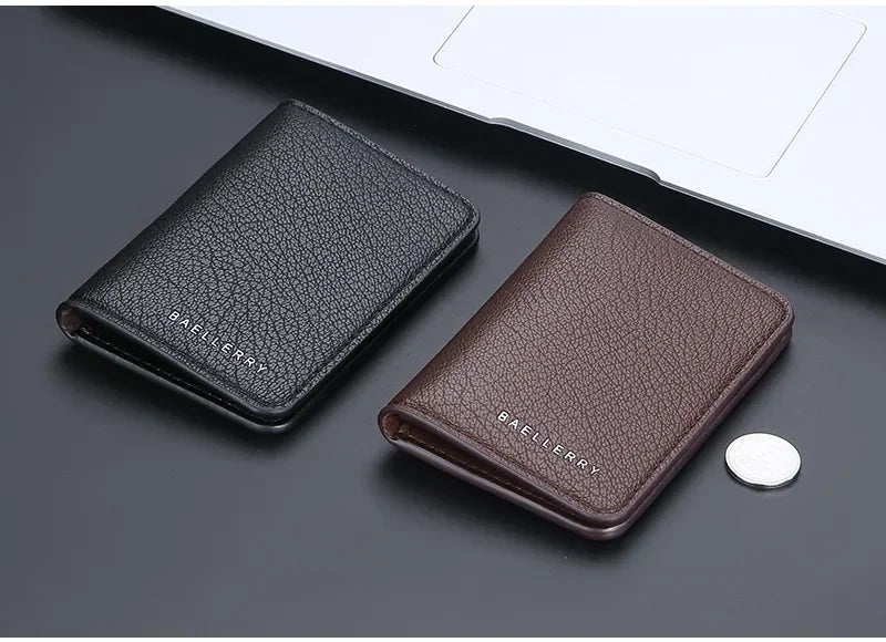 Men's Minimalist Leather Card Wallet Slim Thin Soft Purse Small Credit Card Holder Bank ID Mini Organizer for Men