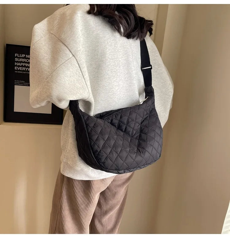 2025 Spring Grid Dumpling Bag Women Crossbody Shoulder Bag ins Design Casual Daily Use Purse