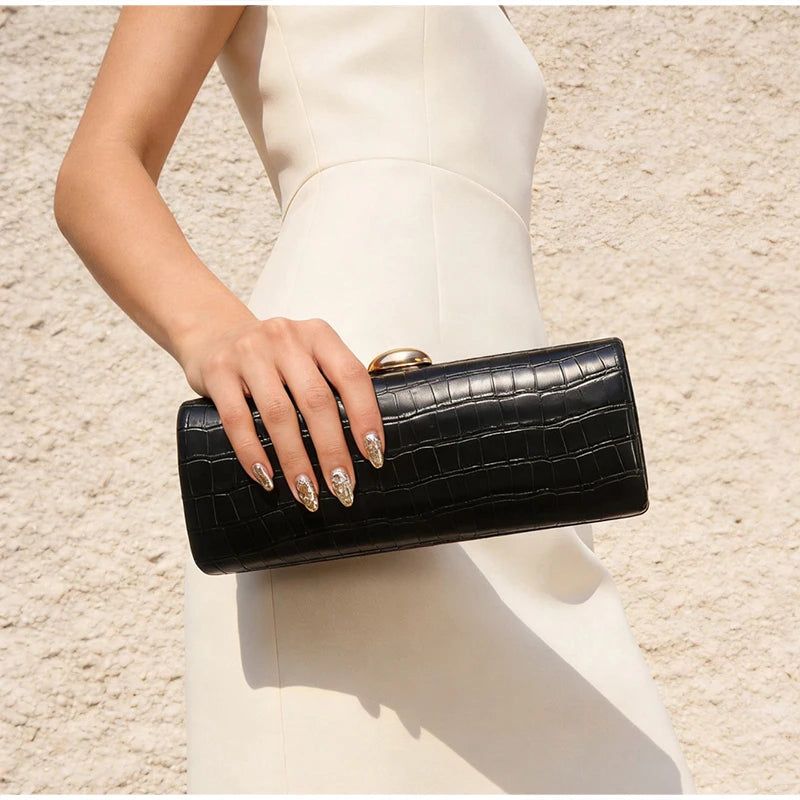 Brand Design Evening Bag Fashion Crossbody Bag Double-sided Crocodile-patterned Chain Shoulder Bag Elegant Women's Clutch Bag